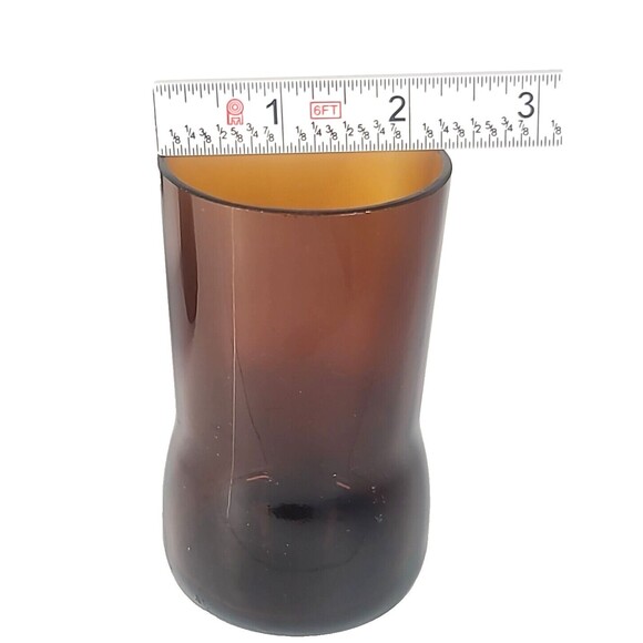 Beer Bottle Juice Glasses Curved Brown Glass Vintage Set Of 4 HTF Rare - Picture 8 of 9